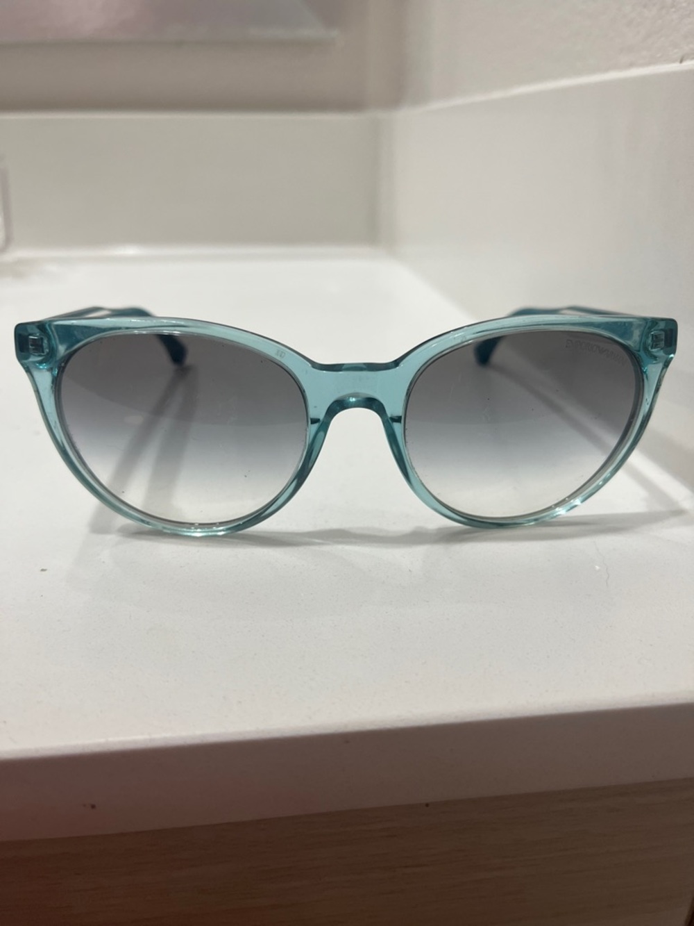 Emporio Armani Transparent Aqua Round Sunglasses - Women Accessories